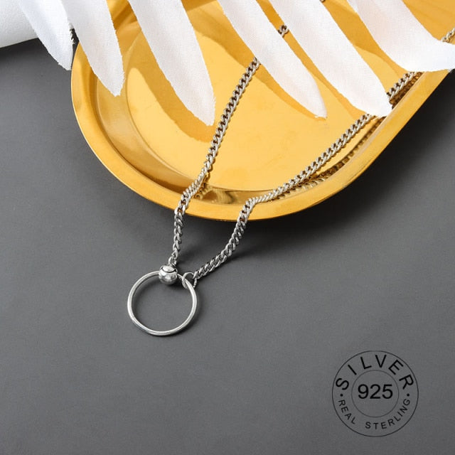 Real 925 Sterling Silver Elegant hollowout chain Geometric Pendant Necklace Fine Jewelry For Women Wedding Party Bijoux