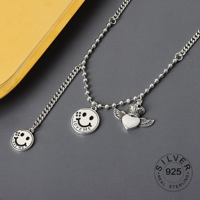 Real 925 Sterling Silver Elegant hollowout chain Geometric Pendant Necklace Fine Jewelry For Women Wedding Party Bijoux