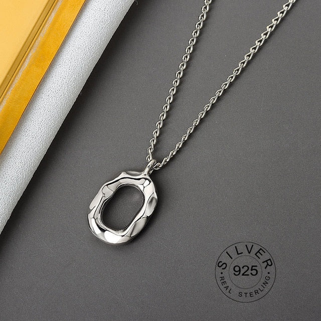 Real 925 Sterling Silver Elegant hollowout chain Geometric Pendant Necklace Fine Jewelry For Women Wedding Party Bijoux