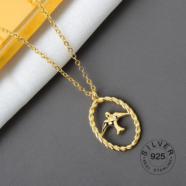 Real 925 Sterling Silver Elegant hollowout chain Geometric Pendant Necklace Fine Jewelry For Women Wedding Party Bijoux
