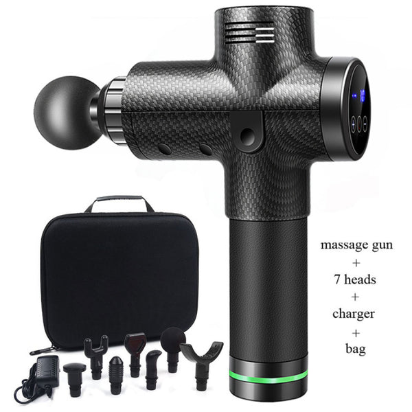 7 Heads Massage Gun LCD Display Fascia Gun Sport Therapy Deep Muscle Pain Exercising Relaxation Massager