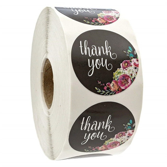 10 Style 50Pcs/wad  Floral Thank You Stickers 1 inch Round seal label handmade scrapbooking Envelope stationery sticker