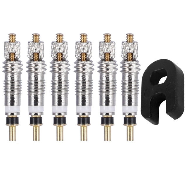 2/6/12PCS Presta Valve Brass Core Tool MTB Road Bike Tubes Repair Tire Service Parts Bike Tire Air Valve W/ Optional Tool