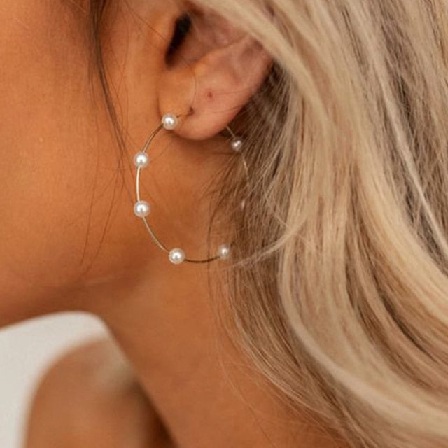 17KM Trendy Hollow Chain Hoop Earrings For Women Gothic Geometric Gold Earrings Punk Statement Circle Earring Brincos Jewelry