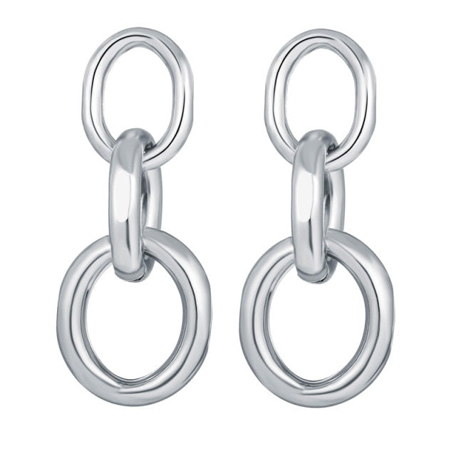 17KM Trendy Hollow Chain Hoop Earrings For Women Gothic Geometric Gold Earrings Punk Statement Circle Earring Brincos Jewelry
