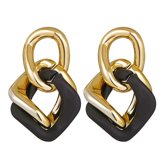17KM Trendy Hollow Chain Hoop Earrings For Women Gothic Geometric Gold Earrings Punk Statement Circle Earring Brincos Jewelry