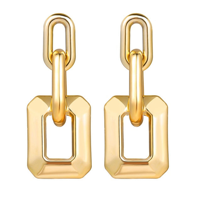 17KM Trendy Hollow Chain Hoop Earrings For Women Gothic Geometric Gold Earrings Punk Statement Circle Earring Brincos Jewelry
