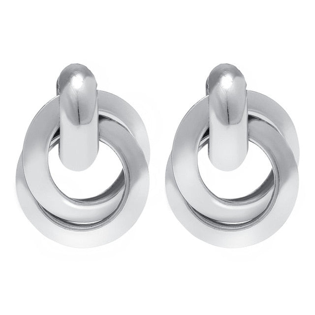 17KM Trendy Hollow Chain Hoop Earrings For Women Gothic Geometric Gold Earrings Punk Statement Circle Earring Brincos Jewelry