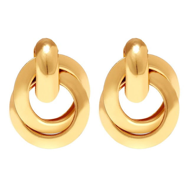 17KM Trendy Hollow Chain Hoop Earrings For Women Gothic Geometric Gold Earrings Punk Statement Circle Earring Brincos Jewelry