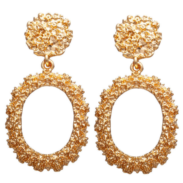 17KM Trendy Hollow Chain Hoop Earrings For Women Gothic Geometric Gold Earrings Punk Statement Circle Earring Brincos Jewelry