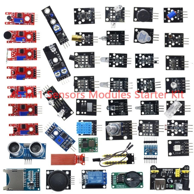 For arduino 45 in 1 Sensors Modules Starter Kit better than 37in1 sensor kit 37 in 1 Sensor Kit UNO R3 MEGA2560