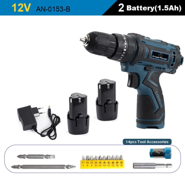 New Style 21V 16.8V 12V Electric Cordless Screwdriver 3 Functions Wireless Impact Drill Mini Lithium Battery Charging Hand Drill