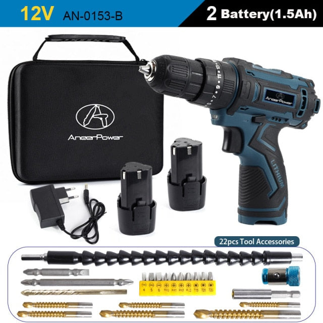 New Style 21V 16.8V 12V Electric Cordless Screwdriver 3 Functions Wireless Impact Drill Mini Lithium Battery Charging Hand Drill