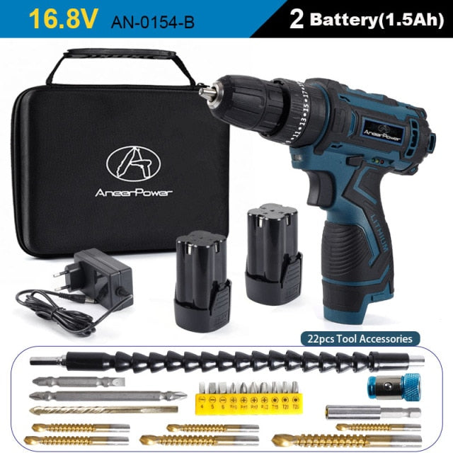 New Style 21V 16.8V 12V Electric Cordless Screwdriver 3 Functions Wireless Impact Drill Mini Lithium Battery Charging Hand Drill