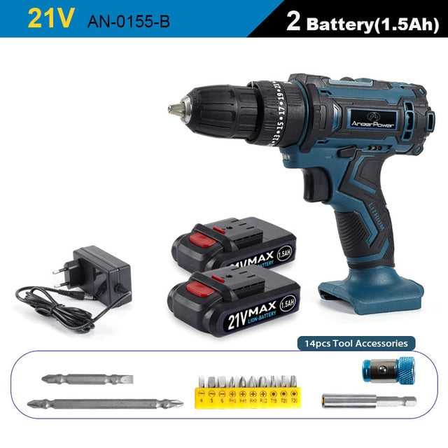 New Style 21V 16.8V 12V Electric Cordless Screwdriver 3 Functions Wireless Impact Drill Mini Lithium Battery Charging Hand Drill