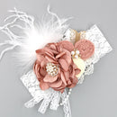 Vintage Flower Headband Baby Girls Headwraps Newborn Photography Props Gifts Lace Elastic Hair Bands Pearl Feather Accessories
