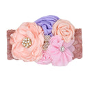 Vintage Flower Headband Baby Girls Headwraps Newborn Photography Props Gifts Lace Elastic Hair Bands Pearl Feather Accessories