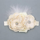 Vintage Flower Headband Baby Girls Headwraps Newborn Photography Props Gifts Lace Elastic Hair Bands Pearl Feather Accessories