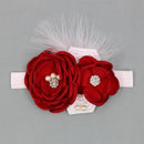 Vintage Flower Headband Baby Girls Headwraps Newborn Photography Props Gifts Lace Elastic Hair Bands Pearl Feather Accessories