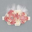 Vintage Flower Headband Baby Girls Headwraps Newborn Photography Props Gifts Lace Elastic Hair Bands Pearl Feather Accessories