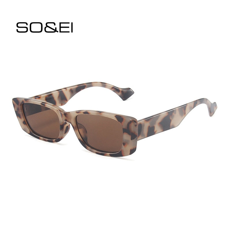 SO&EI Retro Small Rectangle Sunglasses Women Ins Popular Fashion Candy Color Eyewear Men Square Sun Glasses Shades UV400