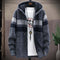 FALIZA Men's Striped Sweater Coat Thick Fleece Warm Zipper Wool Hooded Cardigan Jumpers Men Long Sleeve Knitted Sweaters XY110