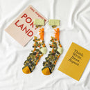 Novelty Harajuku New Product Crystal Silk Tide Socks Funny Sunflowers Vines Flowers Happy Women Socks Casual High Quality Sox
