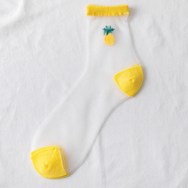 Novelty Harajuku New Product Crystal Silk Tide Socks Funny Sunflowers Vines Flowers Happy Women Socks Casual High Quality Sox