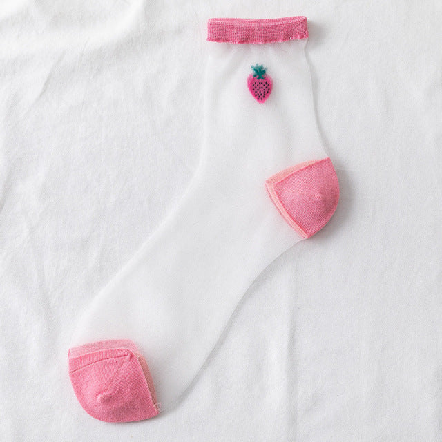 Novelty Harajuku New Product Crystal Silk Tide Socks Funny Sunflowers Vines Flowers Happy Women Socks Casual High Quality Sox