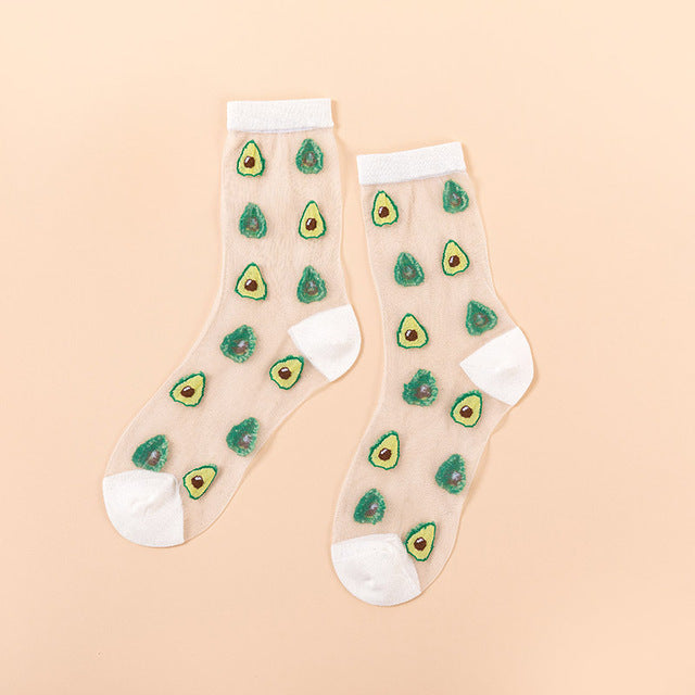 Novelty Harajuku New Product Crystal Silk Tide Socks Funny Sunflowers Vines Flowers Happy Women Socks Casual High Quality Sox