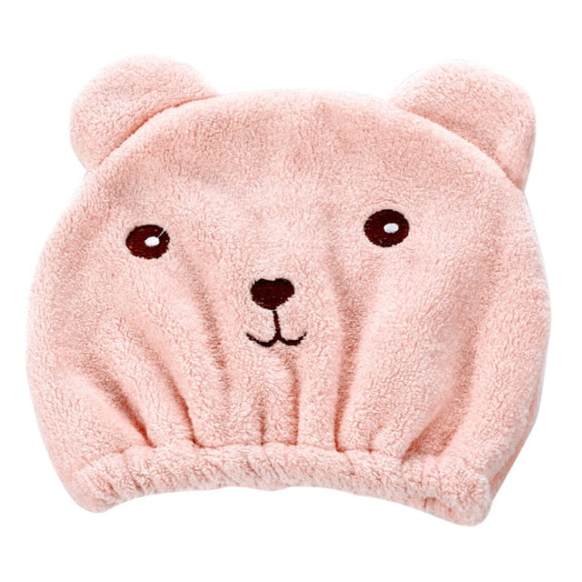 New Dry Hair Cap Towel Strong Absorbing Cute Bear Hat Quick-dry Cartoon Head Wrap Soft Shower