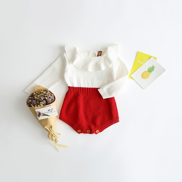 2021 Newborn Baby Girls Boys Knitted Romper Baby Clothes Cotton Woolen Baby Rompers Ruffle Infant Baby Boys Jumpsuit