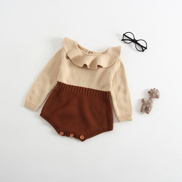 2021 Newborn Baby Girls Boys Knitted Romper Baby Clothes Cotton Woolen Baby Rompers Ruffle Infant Baby Boys Jumpsuit