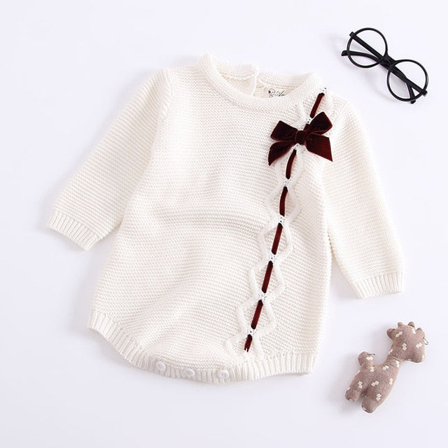 2021 Newborn Baby Girls Boys Knitted Romper Baby Clothes Cotton Woolen Baby Rompers Ruffle Infant Baby Boys Jumpsuit