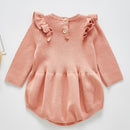 2021 Newborn Baby Girls Boys Knitted Romper Baby Clothes Cotton Woolen Baby Rompers Ruffle Infant Baby Boys Jumpsuit