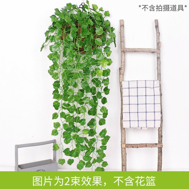90cm Green Artificial Leaves Plants Vine Wedding Party Home Garden Fence Decoration Rattan Wall Hanging Creeper Ivy Garland