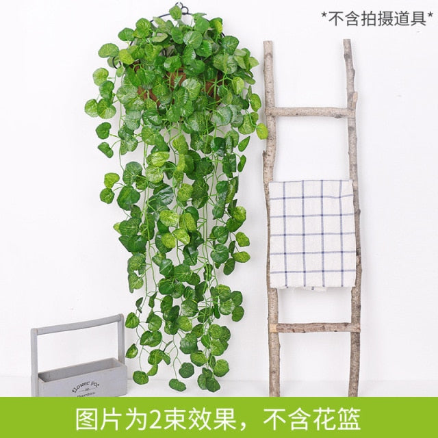 90cm Green Artificial Leaves Plants Vine Wedding Party Home Garden Fence Decoration Rattan Wall Hanging Creeper Ivy Garland