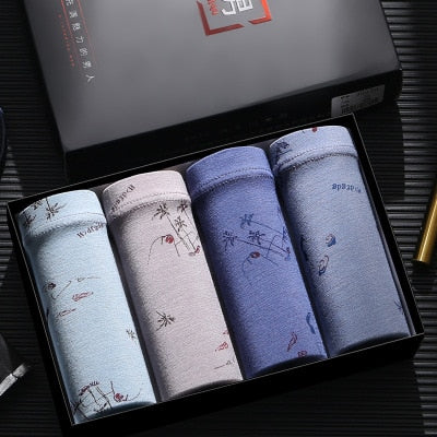 4PCS/Set High Quality Brand Boxer Mens Underwear U Convex Boxers Shorts Sexy Soft Male Panties Printed Breathable Underpants
