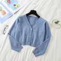 Spring Newly Green Cropped Cardigans Women 2021 Loose Ladies Short Knitted Sweaters Long Sleeve V neck Solid Chic Streetwear