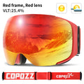 COPOZZ Magnetic Ski Goggles with Quick-Change Lens and Case Set 100% UV400 Protection Anti-fog Snowboard Goggles for Men & Women