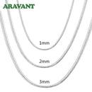 925 Silver 1MM/2MM/3MM Snake Chain Necklace For Men Women Silver Necklaces Fashion Jewelry