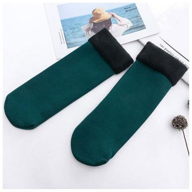 Women/Men Winter Warm Thicken Thermal Socks Wool Cashmere Snow Black Skin Seamless Sock Velvet Soft Boots Floor Sleeping Socks