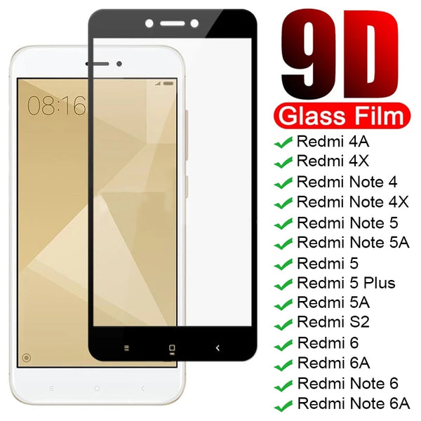 9D Full Screen Protective Glass On Redmi Note 4 4X 5 5A 6 Pro For Xiaomi Redmi 4X 4A 5A 5 Plus 6 6A S2 Tempered Glass Film Case