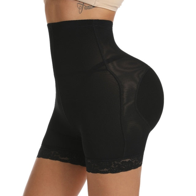 Women High Waist Lace Butt Lifter Body Shaper Tummy Control Panties Boyshort Pad Shorts Hip Enhancer Shapewear