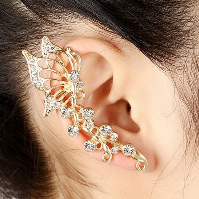 New Fashion Punk Butterfly Clip Earring for Teens Women Men Ear Cuffs Zinc Alloy Cool Jewelry Vintage Retro Chain Earings Metal