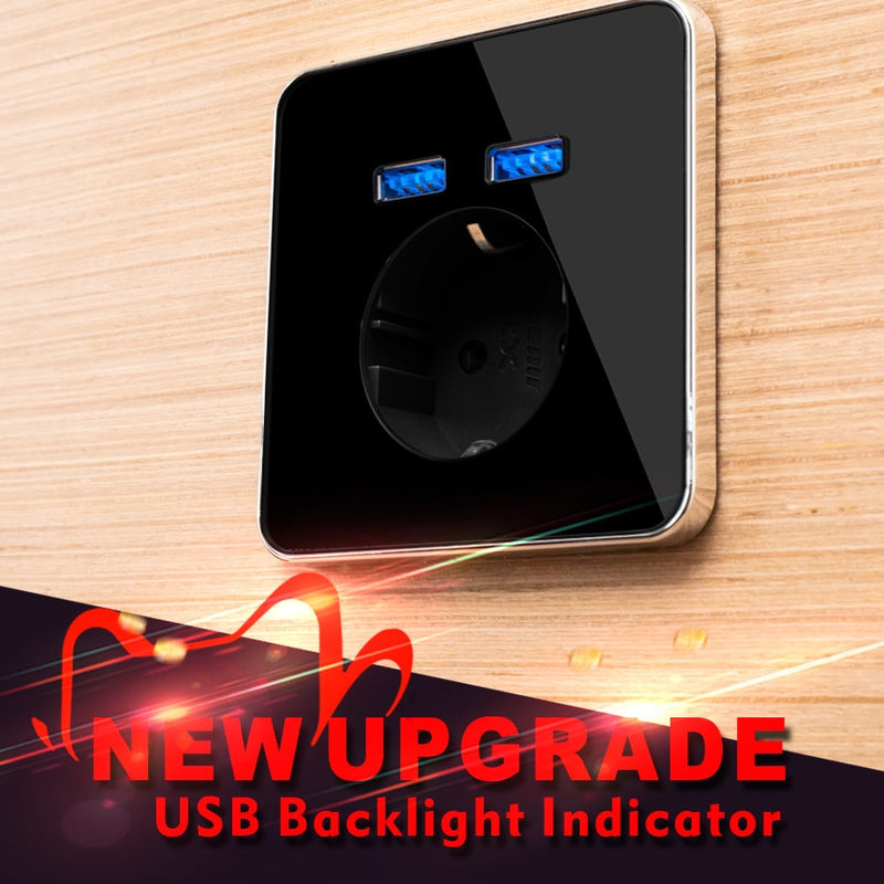 JIUBEI Wall Socket eu standard power outlet with dual home usb plug charger power socket with usb universal socket