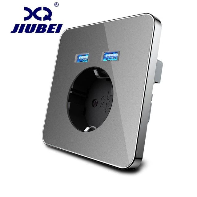 JIUBEI Wall Socket eu standard power outlet with dual home usb plug charger power socket with usb universal socket