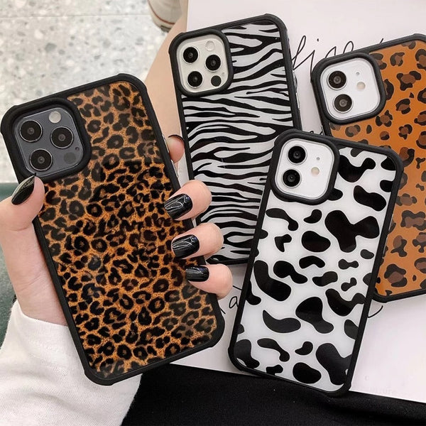 Leopard Print Milk Cow Zebra Stripe Phone Case For iPhone 12 11 Pro Max Mini XR X XS 7 8 Plus SE 2020 Hard Back Cover