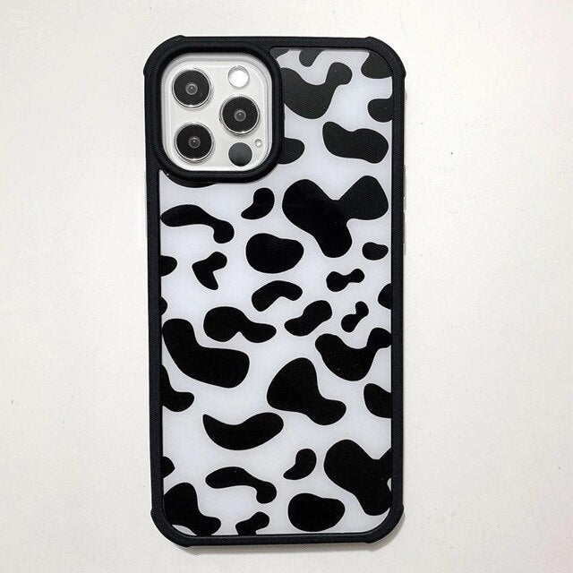 Leopard Print Milk Cow Zebra Stripe Phone Case For iPhone 12 11 Pro Max Mini XR X XS 7 8 Plus SE 2020 Hard Back Cover