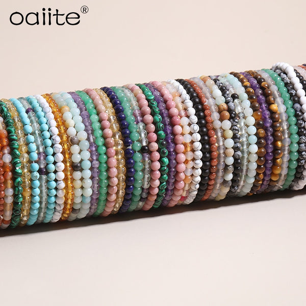 OAIITE 4mm Mini Energy Bracelets Natural Stone Beads Bracelet Yoga Meditation Men Women Bracelet Help to bring healthy